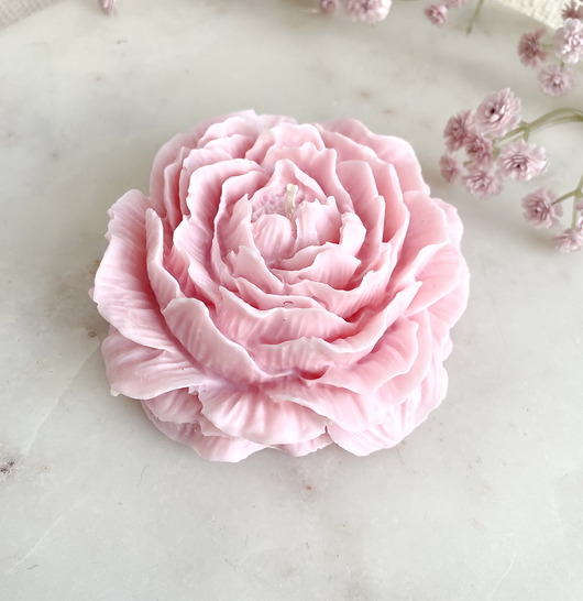 świeczniki i świece Świeca sojowa ekologiczna dekoracyjna "Peony Queen" 100x40mm (duża)