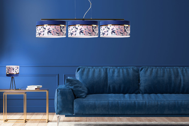 lampy wiszące Luksusowa lampa wisząca- nowy abażur w kwiaty