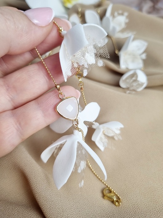 Biżuteria ślubna Bransoletka white z tiulem nude/gold z kolekcji Blossom Garden