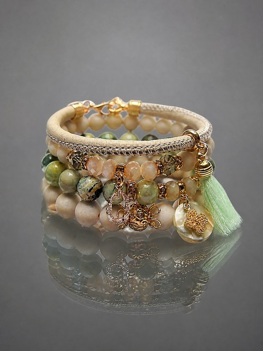 bransoletki z kamieni naturalnych Ivory and pistachios vol. 7 /27.11.24/ - set