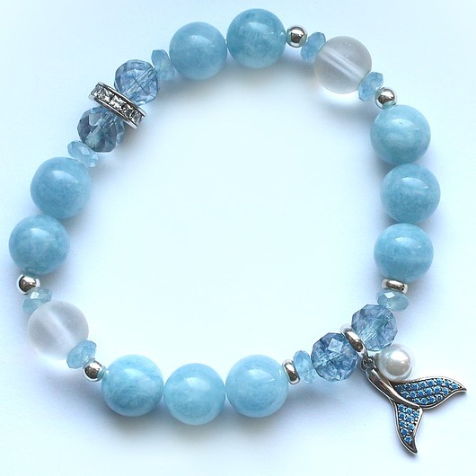 bransoletki srebrne Akwamaryn, topaz, kwarc matowy - szerokie horyzonty