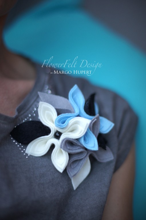 blue white grey FlowerFelt Design