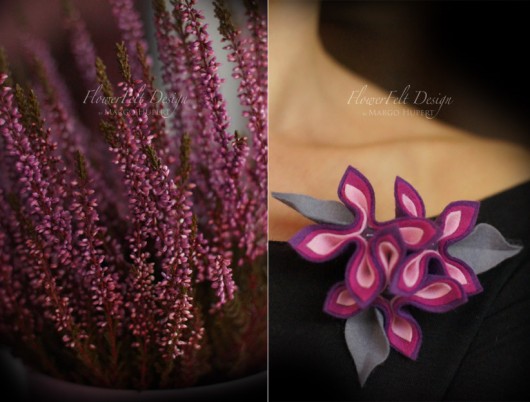 wrzosowa broszka FlowerFelt Design