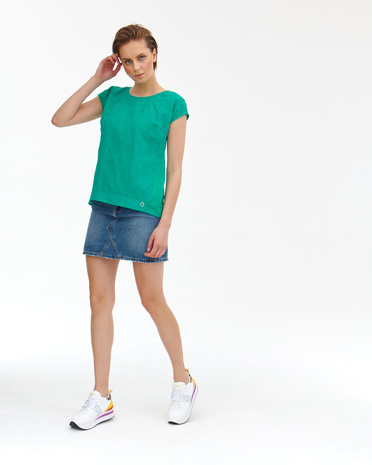t-shirt damskie Bluzka z haftowanym przodem