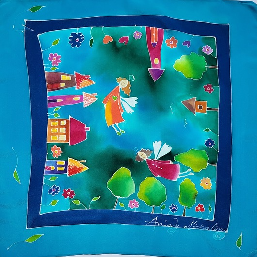 dziewczynka - inne Gawroszka jedwabna recznie malowana