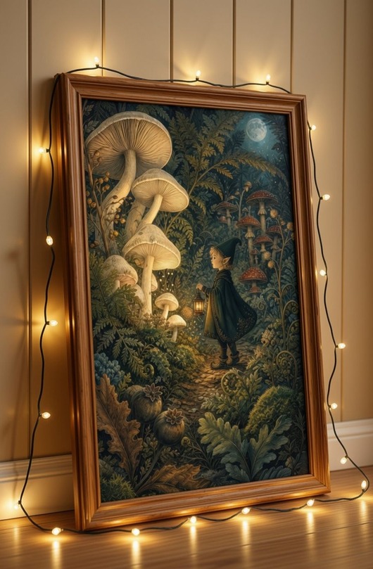 grafiki i ilustracje PLAKAT pokój dziecka las jesienny ilustracja grafika elf