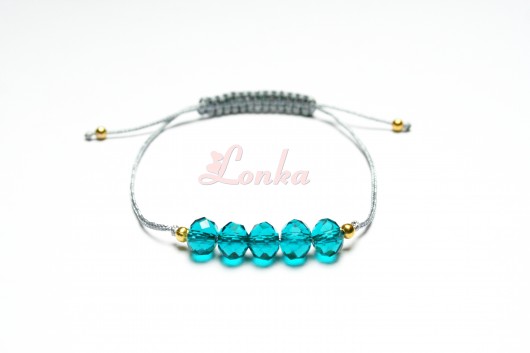 Bransoletka szary sznurek + kryształki Lonka Jewelry