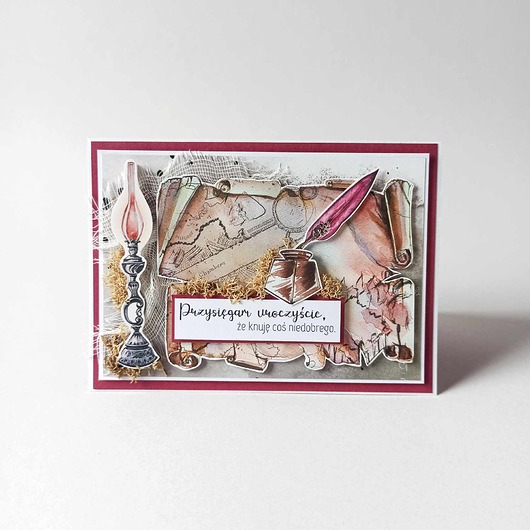 kartki scrapbooking Kartka Okolicznościowa: Uroczyście Przysięgam, że Knuję Coś Niedobrego