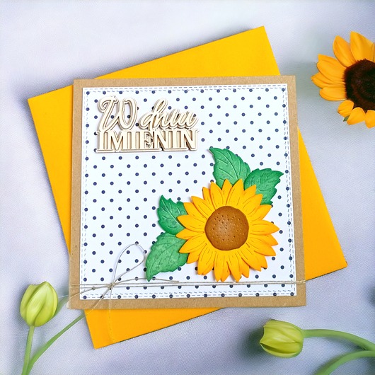 kartki scrapbooking PREMIUM : kartka imieninowa: słonecznik.