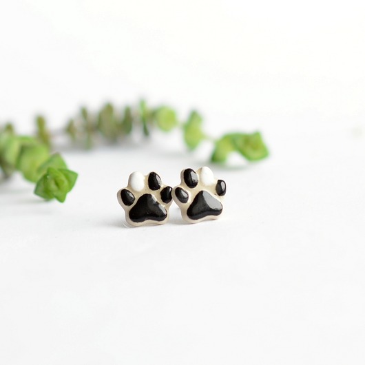 kolczyki ceramiczne Łapki- mini  kolczyki z łapką