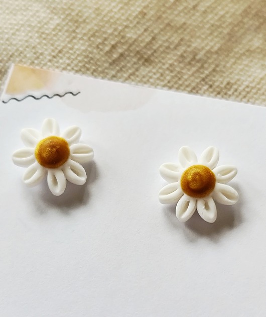 kolczyki z masy plastycznej Kolczyki stokrotka 2.0