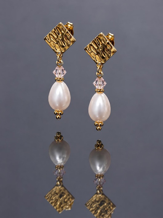 kolczyki pozłacane Kolczyki pozłacane Pearls light rose vol. 4