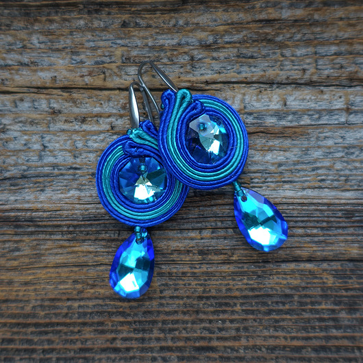 kolczyki soutache Bermuda Blue- kolczyki soutache