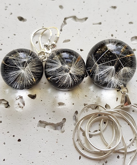 zestaw-dmuchawce w żywicy Grol Jewellery