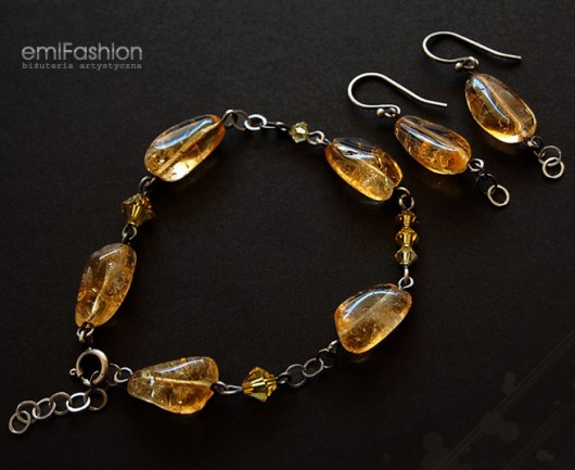 Cytryn, kryształ Swarovski i srebro MAREMI Jewelry