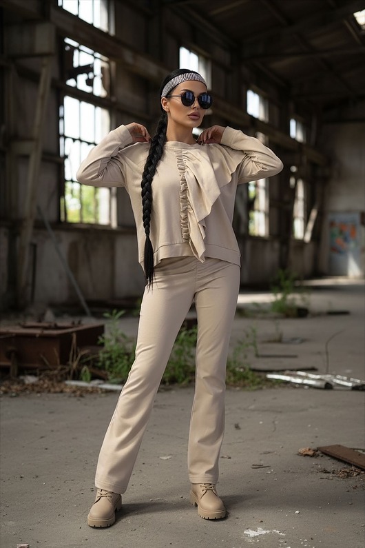 komplety damskie Komplet bawełniany- falbana