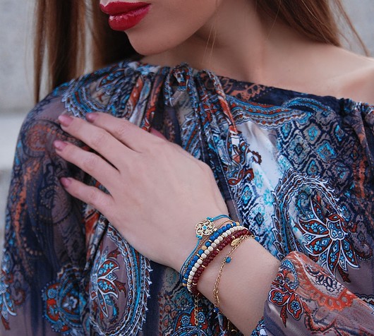 Bransoletka z marmuru i srebra 925 pozłacanego Coccola JEWELLERY