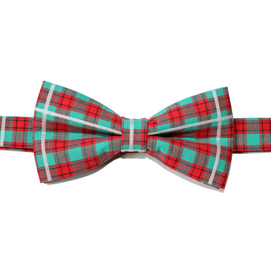 Mucha gotowa bowstyle Zielono-czerwona kratka bowstyle