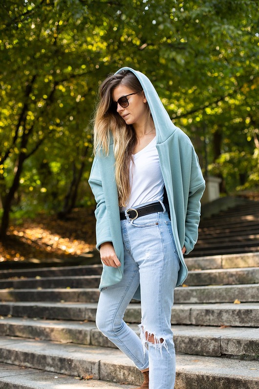 bluza z kapturem damska Peleryna do zadań specjalnych Brudna Mięta