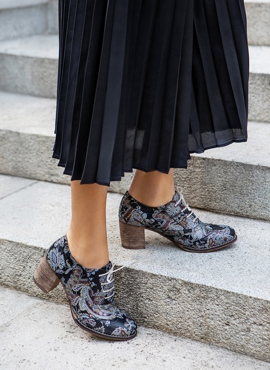 półbuty damskie PÓŁBUTY OKSFORDKI NA 6 CM SŁUPKU - SKÓRA NATURALNA - MODEL 251 - KOLOR BOHO