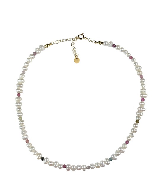 srebrne naszyjniki Naszyjnik z perłami i turmalinami