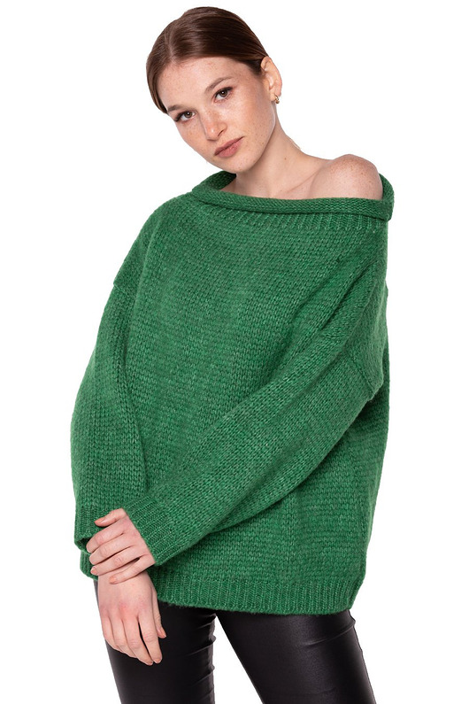 swetry damskie  Sweter krótki UNDERWORLD zielony
