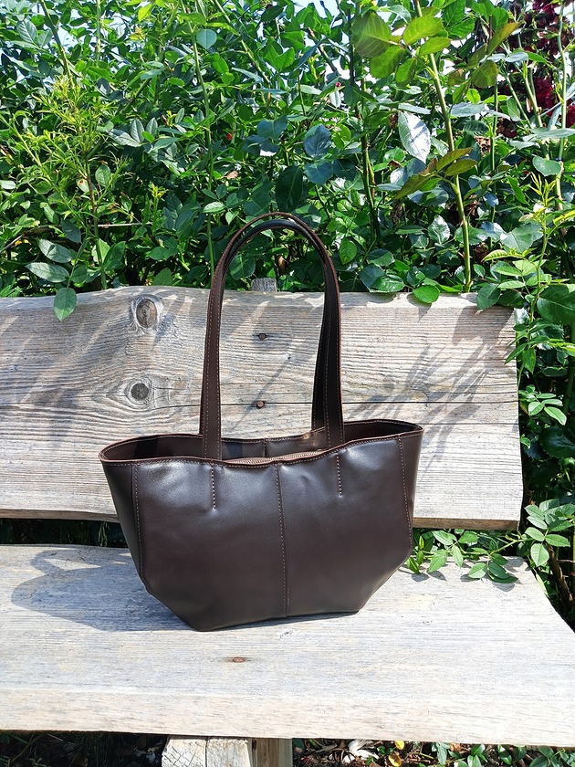 torby na ramię Shopper GINA S ciemny brąz szewro GOLD