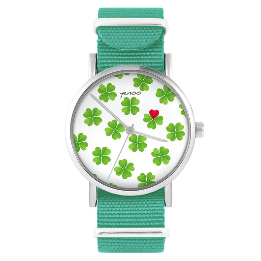 zegarki unisex Zegarek - Lucky heart - turkusowy, nylonowy