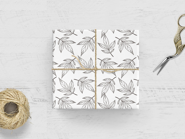 akcesoria różne papier do pakowania - boho liść 228w