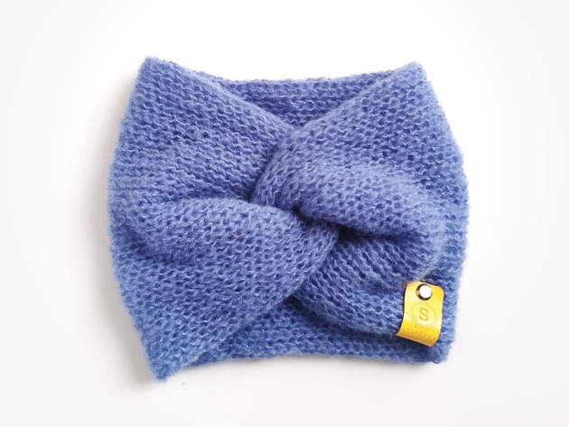czapki damskie ALPACZINA opaska 100% alpaka fiołek