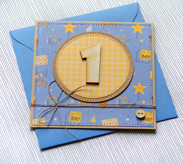 kartki scrapbooking Na ROCZEK dla chłopca (lub dziewczynki;)