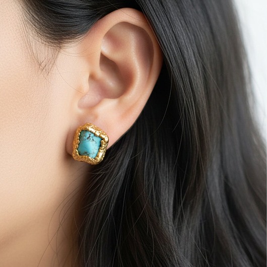 kolczyki pozłacane Kolczyki Sztyfty Turkus