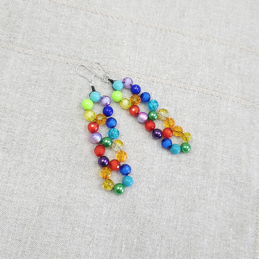 kolczyki szklane 7049 Długie kolorowe kolczyki