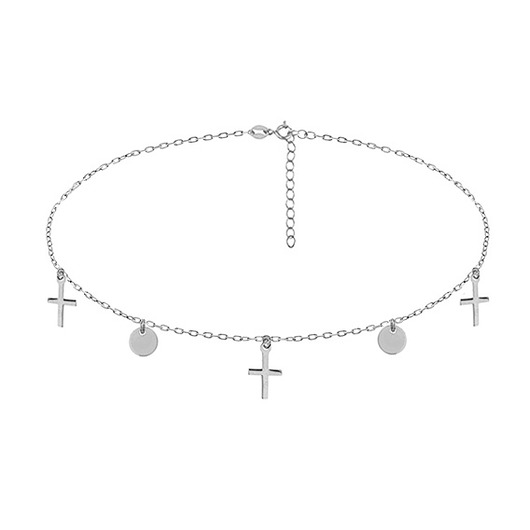 chokery Naszyjnik Choker kółka i krzyżyki