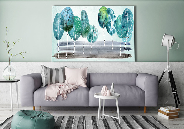 obrazy Obraz na płótnie  PEJZAŻ Z DRZEWAMI 120x80cm
