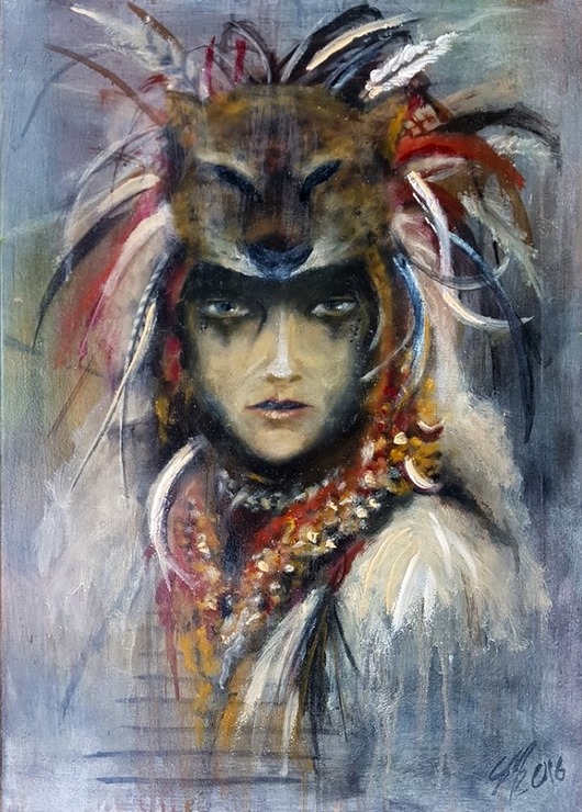 obrazy "SZAMANKA" - Obraz Olejny 70x50cm