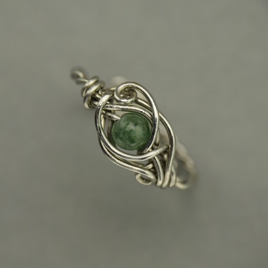 pierścionki - różne Pierścionek regulowany zielony turmalin wire wrapping
