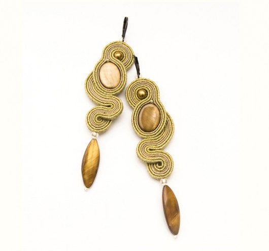 kolczyki soutache Żmijki - złoto i brąz