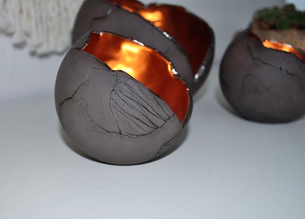 Lampion ceramiczny szkliwiony  świecznik tealight Ceramika Tyka