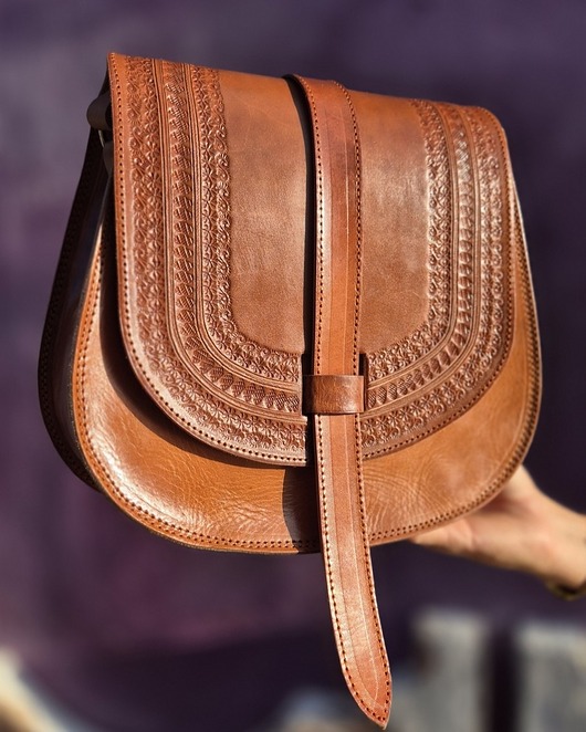 torby na ramię Torebka skórzana ręcznie robiona góralska Rosa na ramię wzory