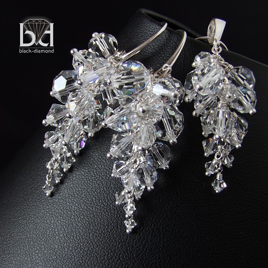 Komplet Gronkowy kryształ Swarovski Black Diamond