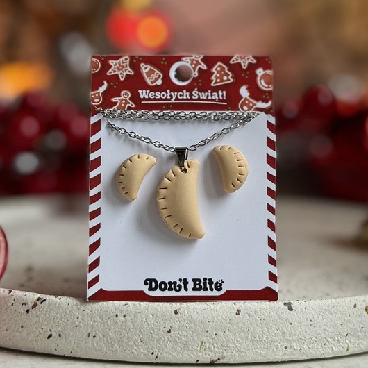 komplet biżuterii ZESTAW- PIEROGI stal chirurgiczna pomysł na prezent