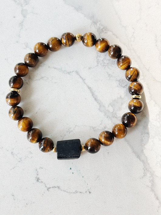 biżuteria męska Bransoletka Męska Turmalin i  Tygrysie oko