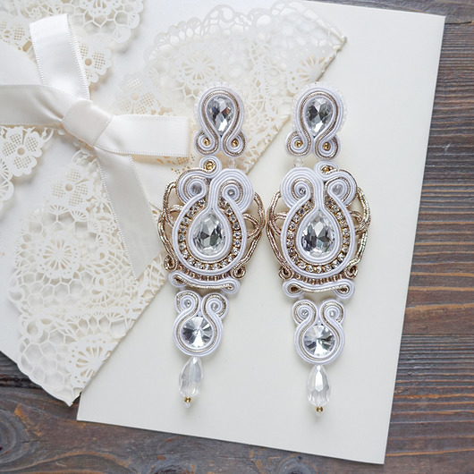 Blink Blink ślubne kolczyki soutache Mró Soutache