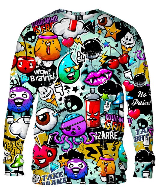 bluzy męskie Bluza Bez Kaptura Męska DR.CROW Graffiti Bizarre