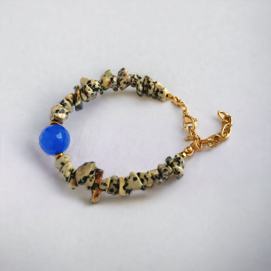 bransoletki z kamieni naturalnych Bransoletka : jaspis dalmatyński & jadeit chabrowy