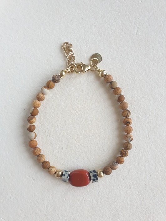 bransoletki z kamieni naturalnych Bransoletka ROOTS jaspis obrazkowy, jaspis dalmatyński, jaspis czerwony