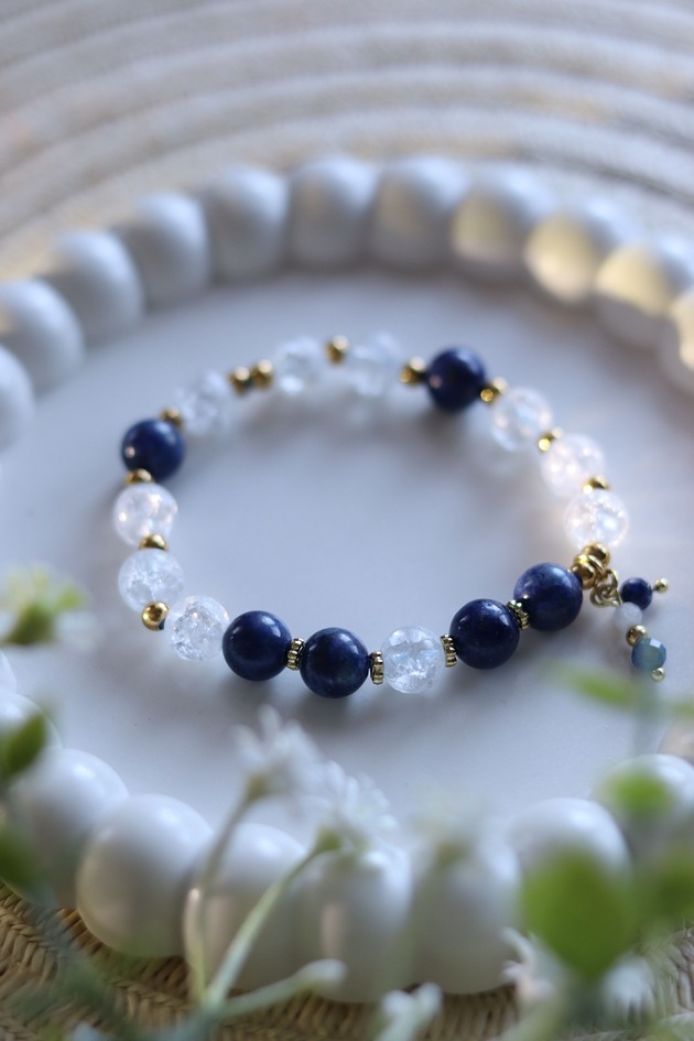 bransoletki złote Bransoletka Lapis Lazuli, Bransoletka Kryształ Górski