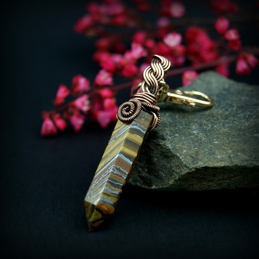 breloki Brelok wire wrapping z tygrysim okiem