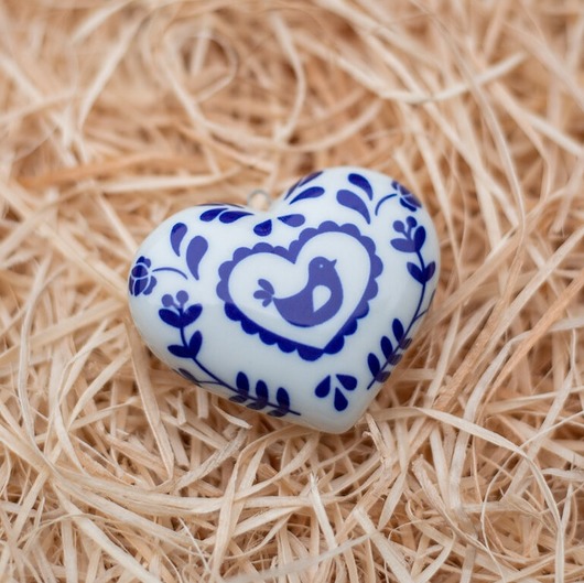 broszki Broszka Porcelanowa Serce Okrągłe Folklor